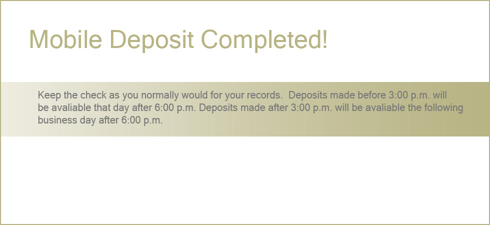 Mobile Deposit Completed Graphic